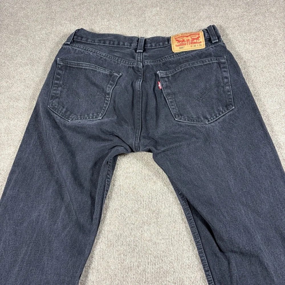 Levi's Strauss‎ Co 505 Men's Jeans Straight Fit Black Denim Jeans 32X30